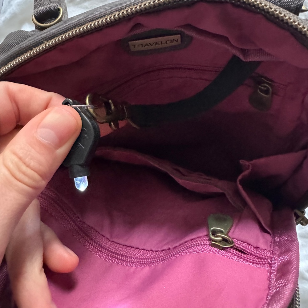 Travelon Brown Crossbody Antitheft Travel Bag - Picture 4 of 5